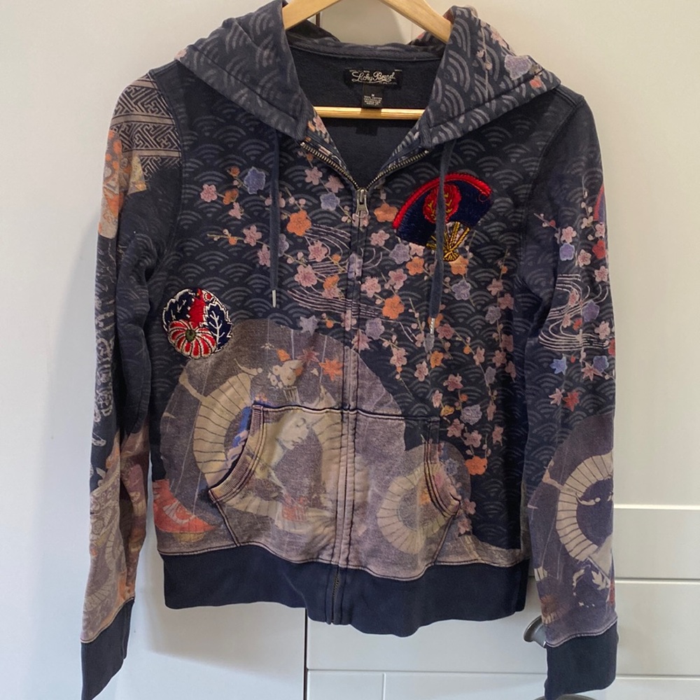 Lucky Brand Asian Motif Sweatshirt Hoodie - M